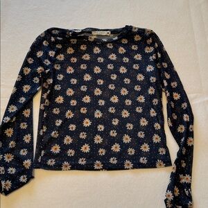 Sheer Crop Top with Daisies by Cloud Dancer Size M